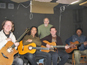 Recording a show at a popular radio station